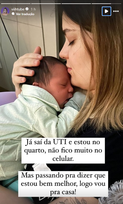 Viih Tube deixa a UTI após complicações no pós-parto