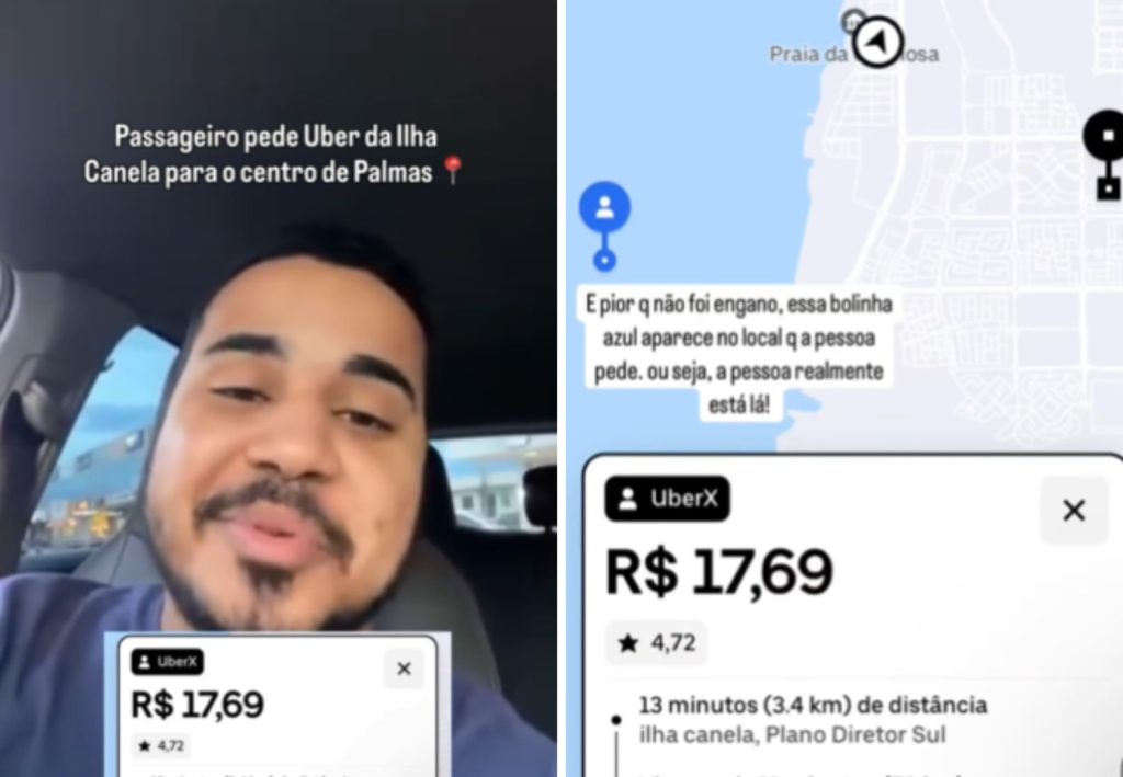 Motorista de aplicativo se diverte ao receber corrida para ilha no lago de Palmas: ‘Para ganhar R$17’